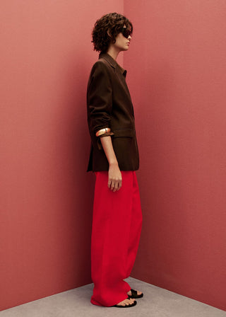 Pantalón Recto con Pinzas de Lino