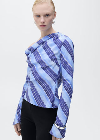 Blusa Asimétrica con Estampado de Rayas
