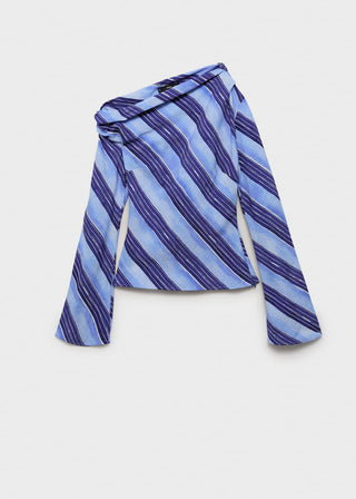 Blusa Asimétrica con Estampado de Rayas