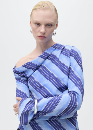 Blusa Asimétrica con Estampado de Rayas
