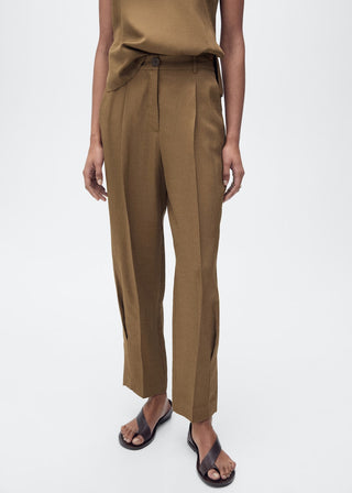 Pantalón de Lino con Pinzas Delanteras