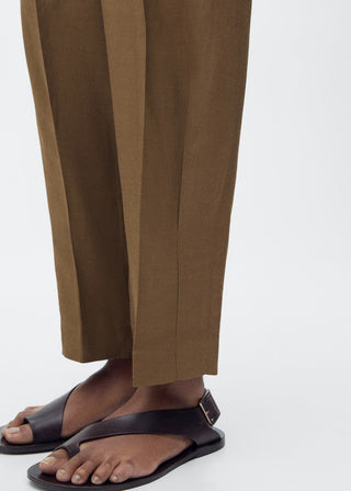 Pantalón de Lino con Pinzas Delanteras