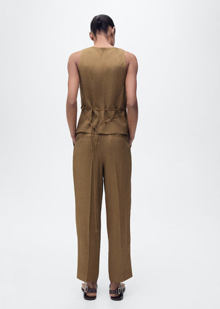 Pantalón de Lino con Pinzas Delanteras
