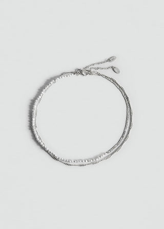 Collar Doble con Cadena de Perlas