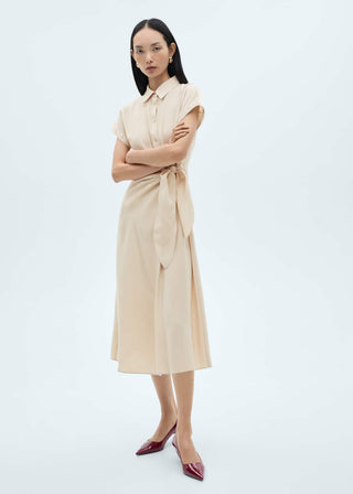 Vestido Camisero con Detalle Cruzado en Cintura