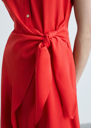 Vestido Camisero con Detalle Cruzado en Cintura