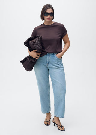 Jeans Rectos Tiro Medio con Bolsillos