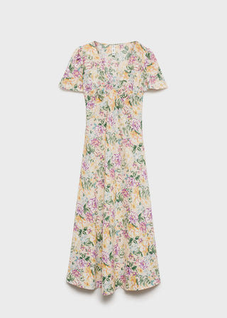 Vestido con Detalle de Volantes Estampado Floral