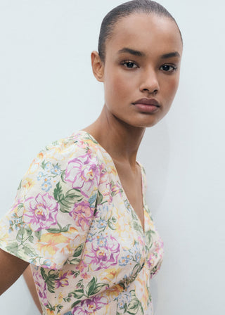 Vestido con Detalle de Volantes Estampado Floral