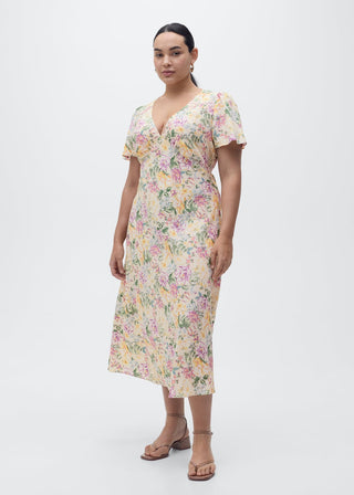 Vestido con Detalle de Volantes Estampado Floral