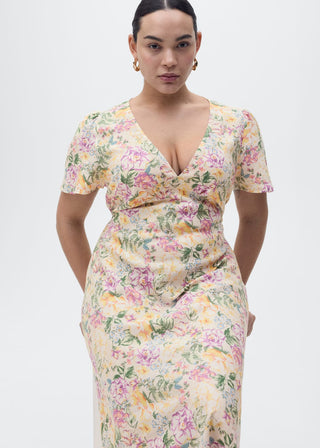 Vestido con Detalle de Volantes Estampado Floral