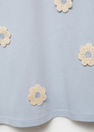 Camiseta Manga Corta con Detalle de Flores