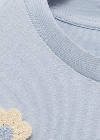 Camiseta Manga Corta con Detalle de Flores