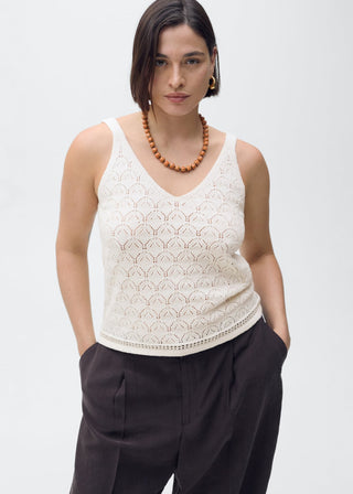 Blusa de Punto con Detalles Calados
