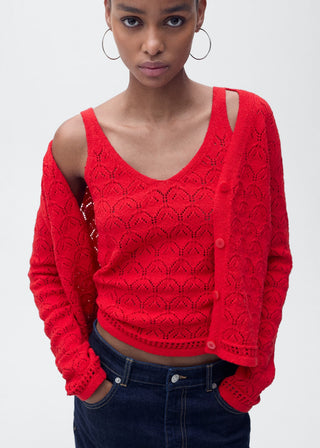 Blusa de Punto con Detalles Calados