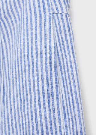 Pantalón de Lino Estampado de Rayas