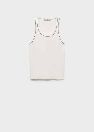 Blusa de Canalé con Ribetes en Contraste