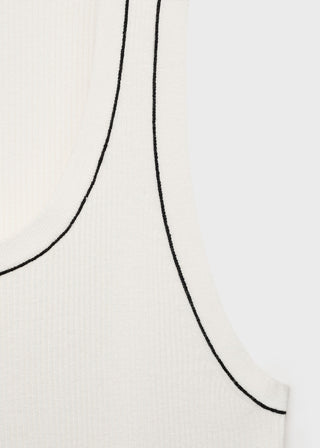 Blusa de Canalé con Ribetes en Contraste