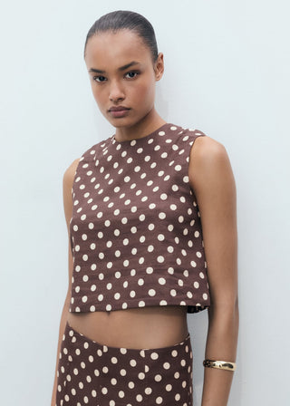 Blusa Crop con Estampado de Puntos