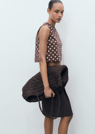 Blusa Crop con Estampado de Puntos