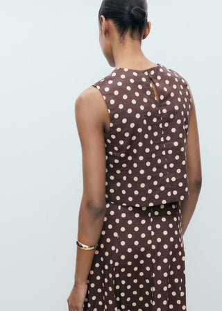 Blusa Crop con Estampado de Puntos