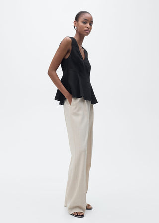 Blusa de Tirantes Peplum con Lino