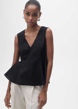 Blusa de Tirantes Peplum con Lino