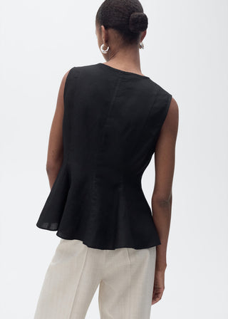 Blusa de Tirantes Peplum con Lino