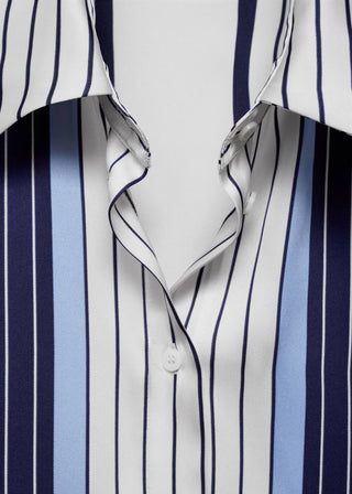 Camisa Satinada con Estampado de Rayas