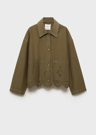 Chaqueta de Algodón con Detalles Calados