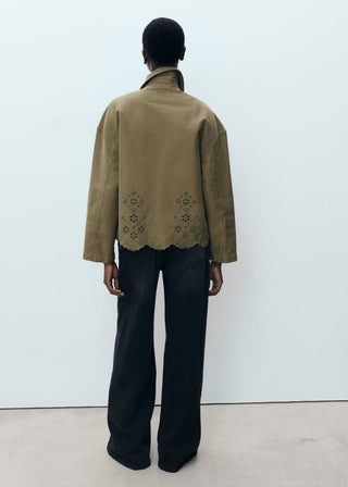 Chaqueta de Algodón con Detalles Calados