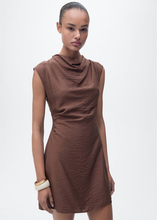 Vestido sin Mangas con Cuello Drapeado