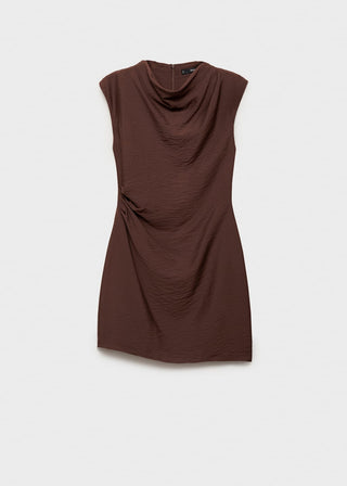 Vestido sin Mangas con Cuello Drapeado