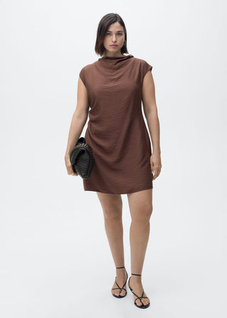 Vestido sin Mangas con Cuello Drapeado