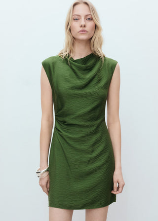 Vestido sin Mangas con Cuello Drapeado