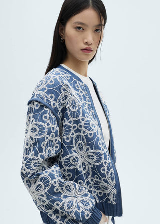 Chaqueta de Algodón con Bordado Floral