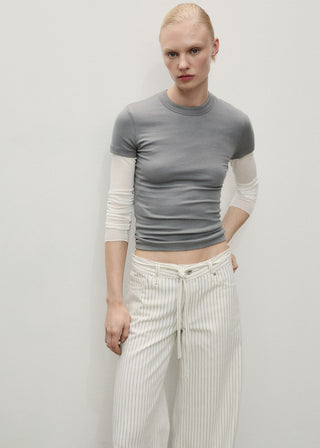 Jeans Wide Leg Talle Bajo de Rayas