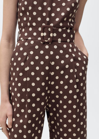 Enterizo con Cinturón Estampado de Puntos