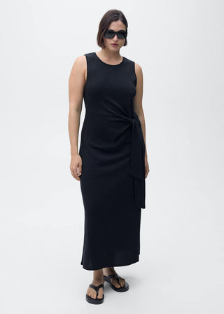 Vestido de Algodón con Detalle de Nudo