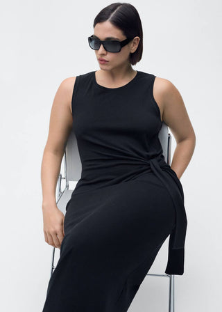 Vestido de Algodón con Detalle de Nudo
