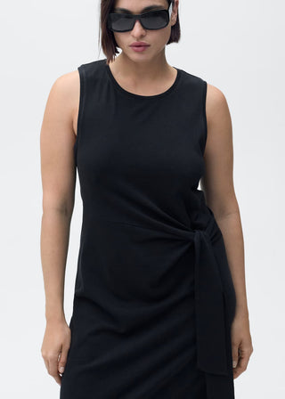 Vestido de Algodón con Detalle de Nudo