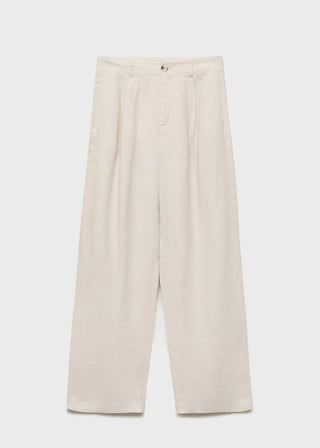 Pantalón de Lino con Botón de Carey