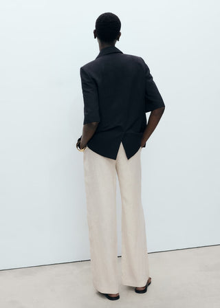 Pantalón de Lino con Botón de Carey