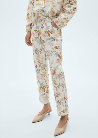 Pantalón Recto con Estampado Floral