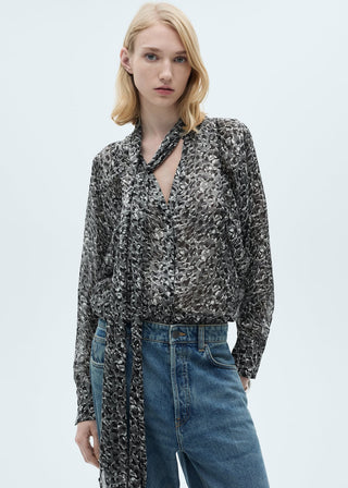 Blusa con Lazo Estampado Animal Print