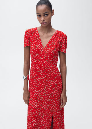 Vestido Manga Corta con Estampado Floral