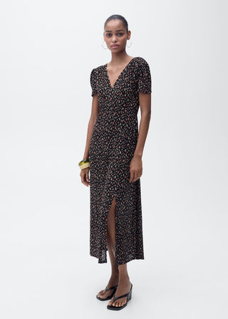 Vestido Manga Corta con Estampado Floral
