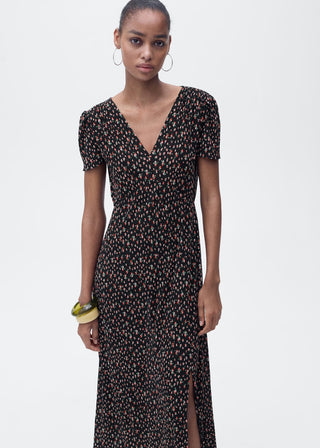 Vestido Manga Corta con Estampado Floral