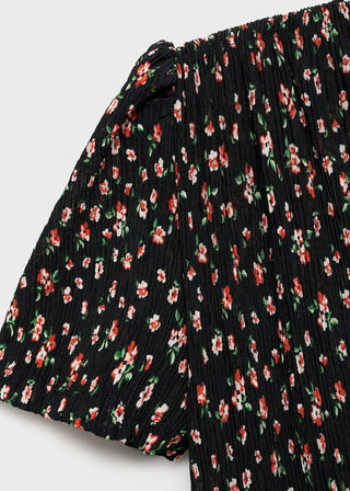 Vestido Manga Corta con Estampado Floral