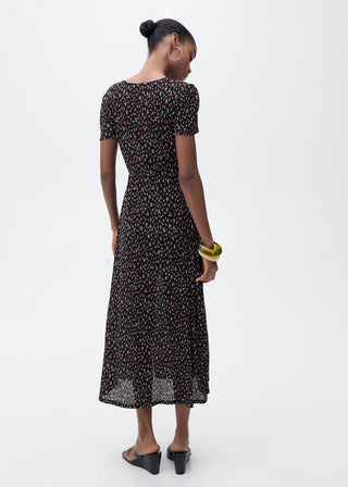 Vestido Manga Corta con Estampado Floral